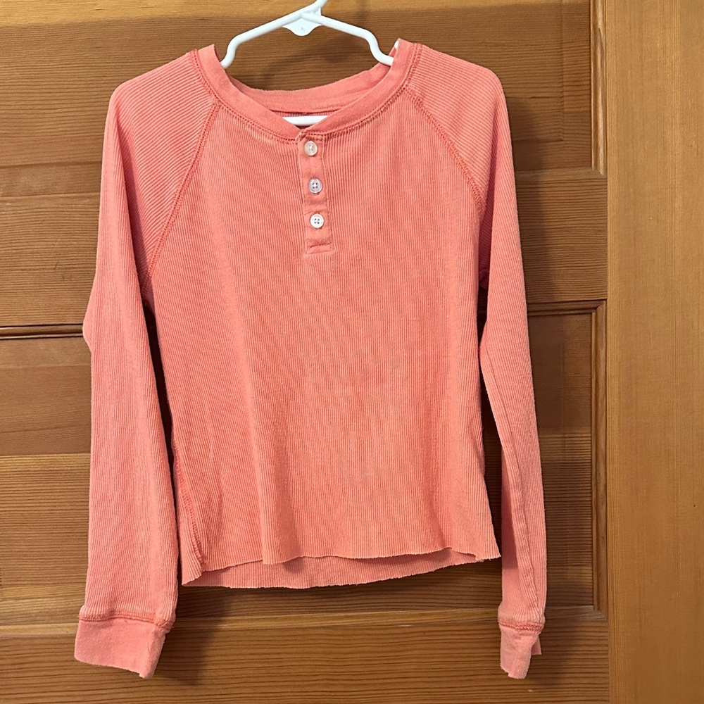 Coral Long Sleeve Henley Top